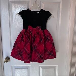 Gymboree “Dressed Up” Black Velvet w/ Red, White and Black Plaid Dress